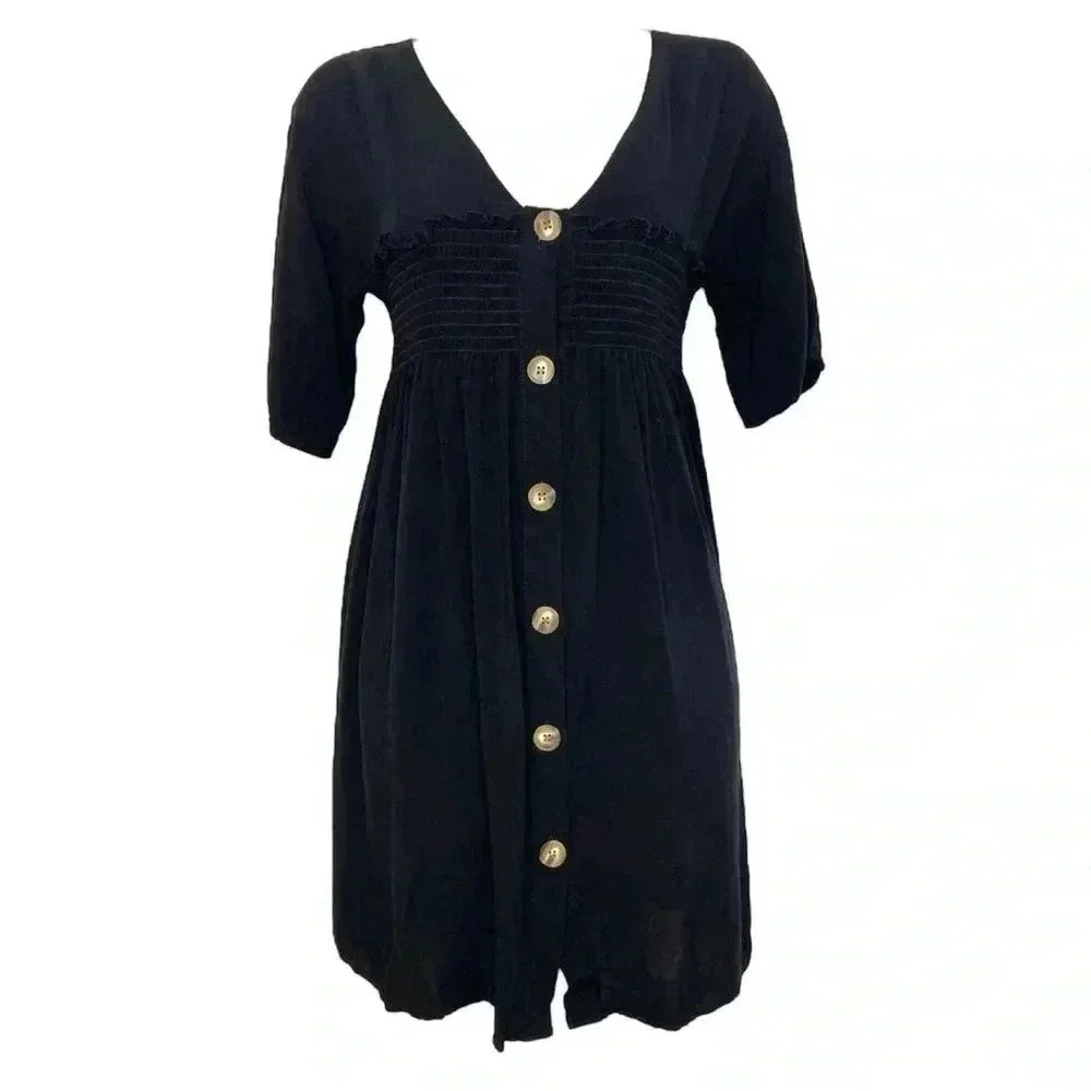 ASOS Black Minimalist Casual Smock Button Dress